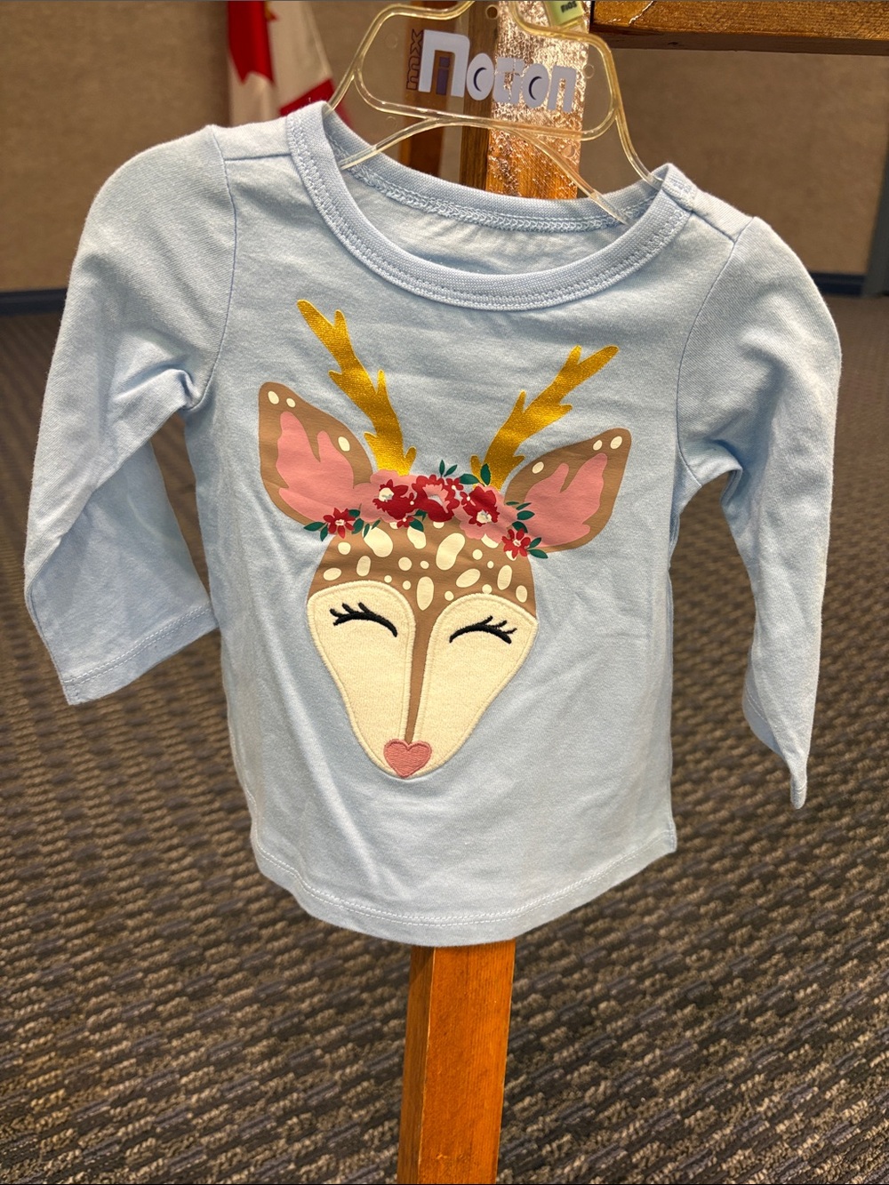 First Impressions Light Blue Long-Sleeve Top with Deer Applique